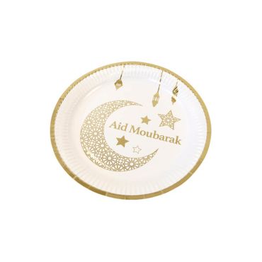 Lot de 6 assiettes en carton - 23 cm - Aid Moubarak | jourdefete.com