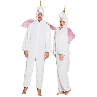 Déguisement licorne adulte avec ailes roses et corne dorée | jourdefete.com