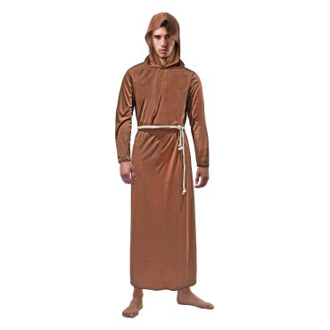 Déguisement moine homme marron avec capuche et ceinture corde | jourdefete.com