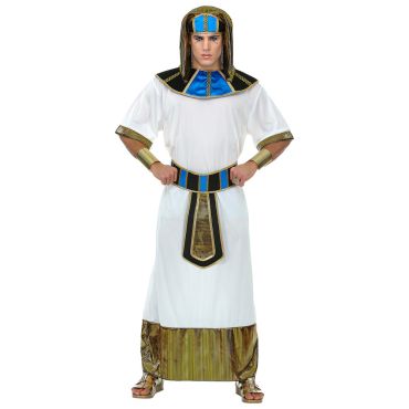 Homme en costume de pharaon égyptien blanc et doré avec coiffe et ceinture | jourdefete.com