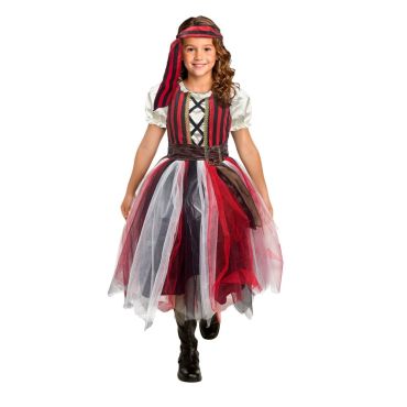 Déguisement pirate fille avec jupe en tulle et bandeau rayé | jourdefete.com
