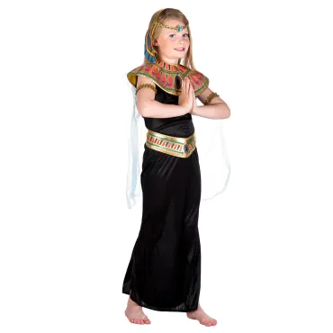 Déguisement princesse égyptienne fille avec robe noire et accessoires pharaoniques | jourdefete.com