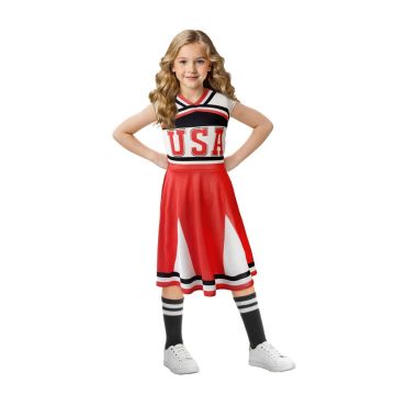 Déguisement cheerleader USA rouge et blanc pour enfant | jourdefete.com