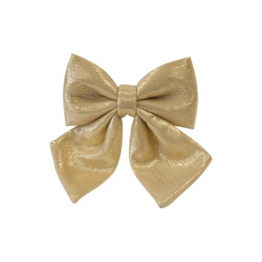 Nœud en tissu métallisé strié or 16 cm pour décoration de Noël | jourdefete.com