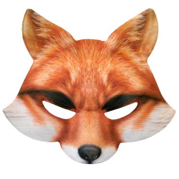 Masque renard en tissu aux couleurs orangées et forme demi-visage | jourdefete.com

