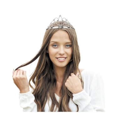 Diadème couronne en strass argent pour reine | jourdefete.com