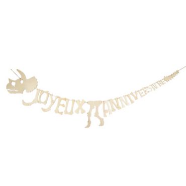 guirlande joyeux anniversaire en bois collection dinosaure kraft | jourdefete.com