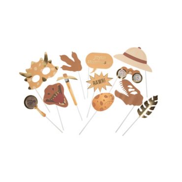 kit 12 pieces photobooth collection dinosaure kraft | jourdefete.com