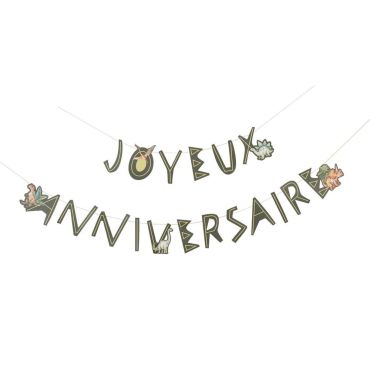 Guirlande "Joyeux Anniversaire" à thème dinosaure pour fête pour enfant de 2 mètres | jourdefete.com