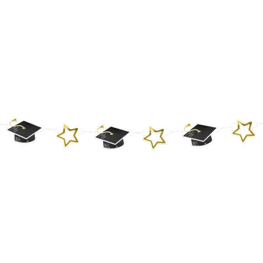 Guirlande décorative 3m avec étoiles et chapeaux de diplômé | jourdefete.com