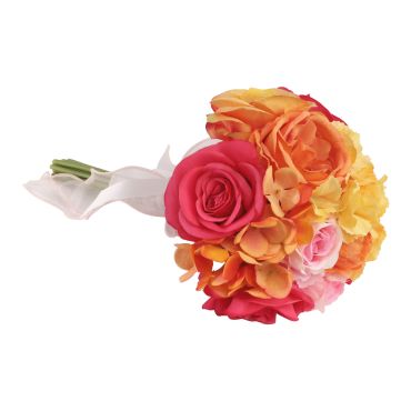 Bouquet de fleurs artificielles multicolore jaune orange et fuchsia pour mariage | jourdefete.com