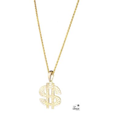 Collier dollar en métal doré pour déguisement | jourdefete.com