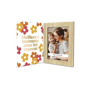 Cadre photo double avec fleurs et texte "Meilleurs moments avec toi Maman" | jourdefete.com