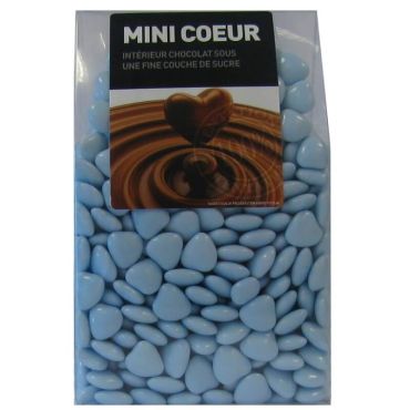 Dragées Mini Cœurs Chocolat 500 gr - Bleu Azur | jourdefete.com