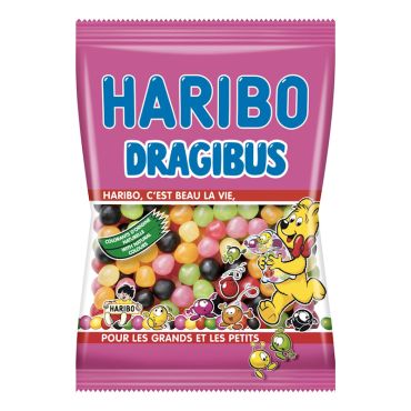 Sachet de dragibus d'HARIBO avec bonbons colorés et goût fruité | jourdefete.com