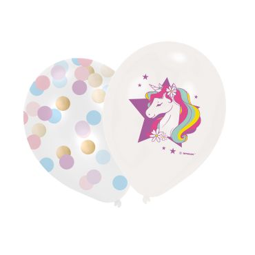 Ballons en latex Dreams Licorne avec imprimé féérique et confettis | jourdefete.com