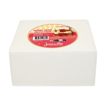 Cake Dummy carré en polystyrène 20 x 20 x 10 cm, base pour décoration pâtissière | jourdefete.com