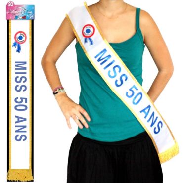 Écharpe "Miss 50 Ans" Bleue