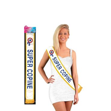 Echarpe de Miss "Super Copine" Bleue