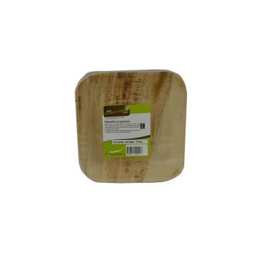 6 assiettes carrées en palmier de 17 x 17 cm | jourdefete.com