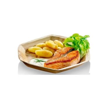 6 assiettes hexagonales en palmier de 24 cm | jourdefete.com