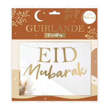 Guirlande Eid Mubarak dorée et élégante pour décoration festive | jourdefete.com
