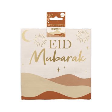 Serviettes Eid Mubarak élégantes avec motifs dorés | jourdefete.com