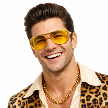 Lunettes dorées style Elvis pour soirée rétro | jourdefete.com