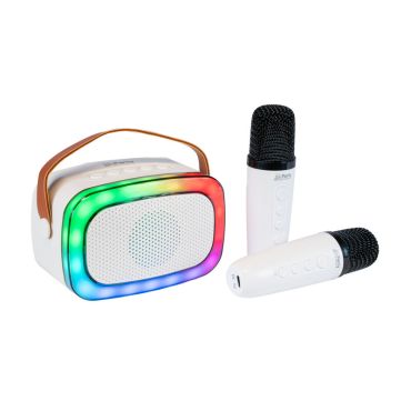 Enceinte karaoké portable avec 2 micros sans fil et lumières LED colorées | jourdefete.com