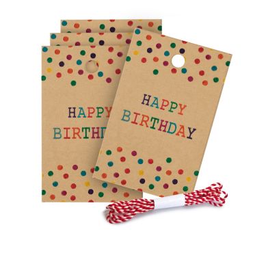 Étiquettes "Happy Birthday" en kraft | jourdefete.com