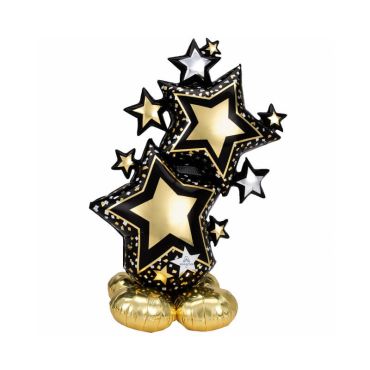 ballon geant AirLoonz™ etoiles or et argent | jourdefete.com