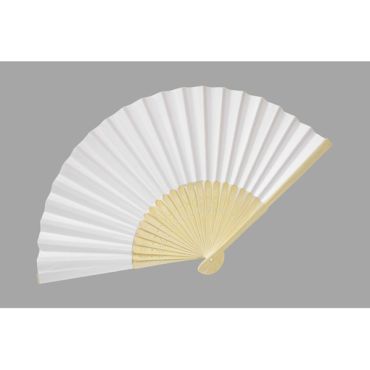Éventail en bois et papier blanc, parfait pour les mariages et les cérémonies estivales | jourdefete.com