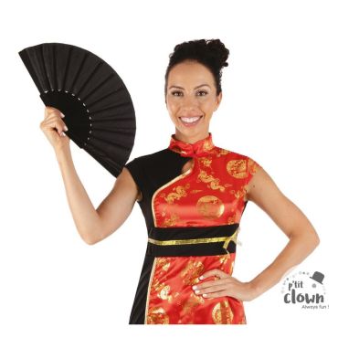 Éventail noir 40 cm élégant pour costume | jourdefete.com