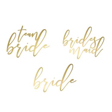 15 Tatouages Lavables EVJF - Couleur Or