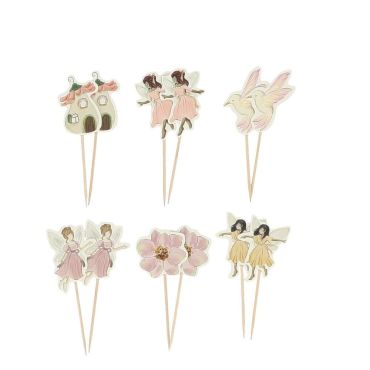 Pics en papier rose pastel fée et fleurs pour décoration d’anniversaire enfant | jourdefete.com