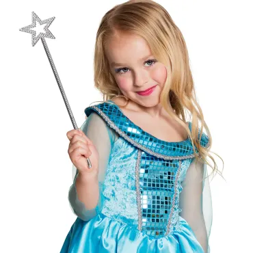Baguette de fée étoile argentée scintillante pour déguisement enfant | jourdefete.com