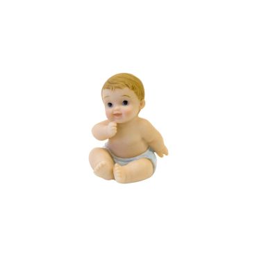 Figurine bébé garçon assis en résine pour décoration tendre et enfantine | jourdefete.com