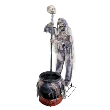 Automate Halloween faucheuse animée avec chaudron 190 cm – décoration effrayante | jourdefete.com