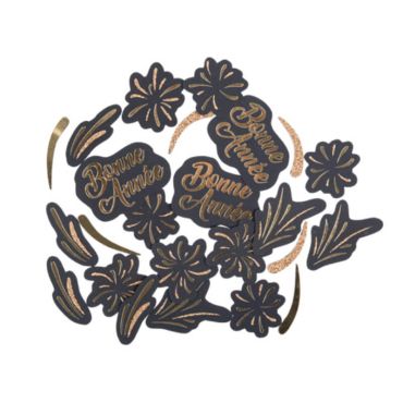 100 confettis bonne annee noir et or paillettes cuivre | jourdefete.com