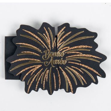 8 ronds de serviette bonne année noir et or | jourdefete.com