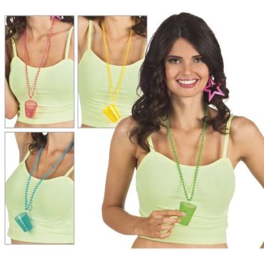 Collier avec Verre Shooter Fluo - Couleur au Choix | jourdefete.com