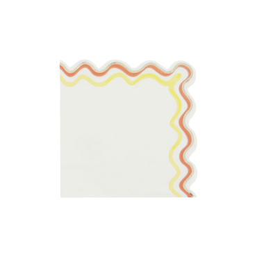 Serviettes Fizz Agrume crème, orange, jaune et or avec bord ondulé | jourdefete.com