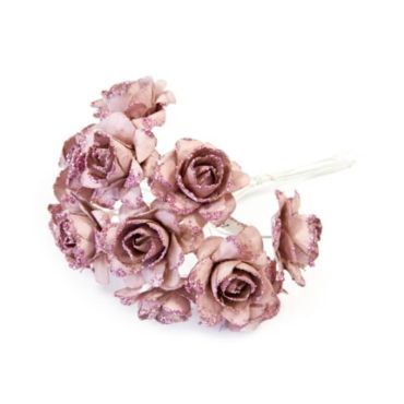 12 Fleurs Papier Pailletées - Rose Gold | jourdefete.com