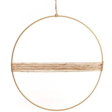 Anneau en métal avec déco jute effet doré vieilli de 30 cm | jourdefete.com