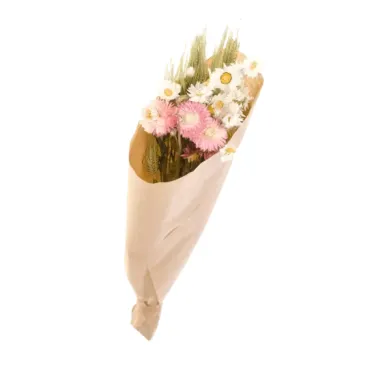 Bouquet de fleurs séchées Dinky blanc et rose, touche romantique et poétique | jourdefete.com