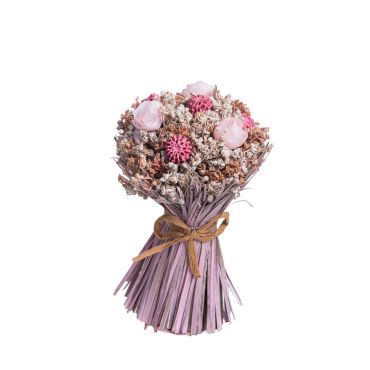Bouquet de fleurs séchées dans les tons de rose et de pêche | jourdefete.com