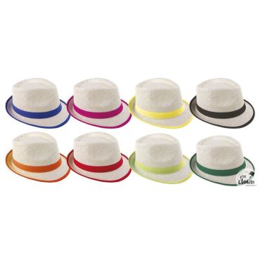 Chapeau Borsalino fluo avec ruban coloré pour soirées fun | jourdefete.com