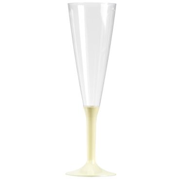 10 Flûtes à Champagne Plastique Pied "Ivoire"