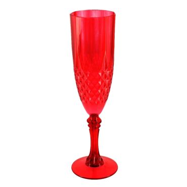 Flûte réutilisable plastique rouge 220ml effet diamant | jourdefete.com