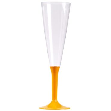 10 Flûtes à Champagne Plastique Pied Orange 10 Flûtes à Champagne Plastique Pied Orange